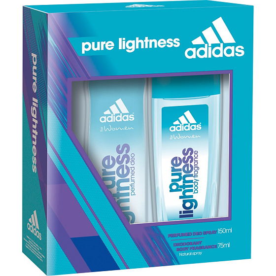 Adidas Pure Lightness parfumovaný dezodorant sklo pre ženy 75 ml + dezodorant sprej pre ženy 150 ml, kozmetická sada