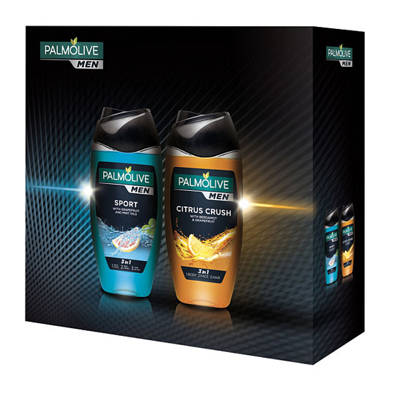Palmolive Citrus Crush 3v1 sprchový gél pre mužov 250 ml + Sport 3v1 sprchový gél pre mužov 250 ml, kozmetická sada