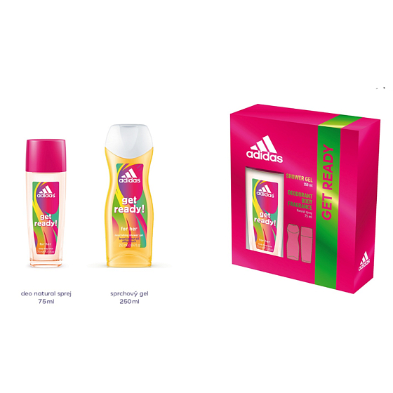 Adidas Get Ready! for Her parfumovaný deodorant sklo 75 ml + sprchový gél 250 ml, kozmetická súprava pre ženy