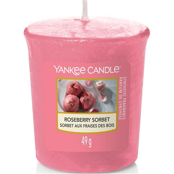 Yankee Candle Roseberry Sorbet - Ružový sorbet vonná sviečka votívna 49 g