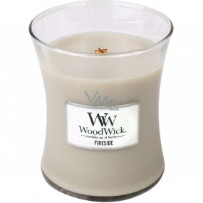 WoodWick Fireside - Oheň v krbe vonná sviečka s dreveným knôtom a viečkom sklo stredné 275 g