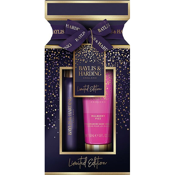 Baylis & Harding Mulberry Fizz krém na ruky 50 ml + parfumovaný roll-on 12 ml, darčeková sada pre ženy