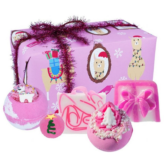Bomb Cosmetics Fleece Navidad šumivý balistik do kúpeľa 2 x 160 g + glycerínové mydlo 2 x 100 g + maslová guľôčka, kozmetická sada