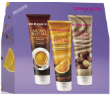 Dermacol Aroma Ritual Coffee Shot krémový sprchový gél 250 ml + belgická čokoláda harmonizujúci sprchový gél 250 ml + makadamový lanýžový sprchový gél 250 ml, kozmetická sada pre ženy