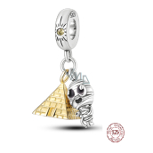 Striebro 925 Egypt Pyramída + Múmia, 2v1 cestovný náramok prívesok