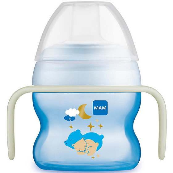 Mam Starter Cup Nočný pohár so svietiacimi uškami 4+ mesiace Medvedík 150 ml