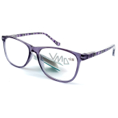 Berkeley Dioptrické okuliare na čítanie +2,5 plastové fialové, bočné rámy fialové čierne pruhy 1 kus MC2223