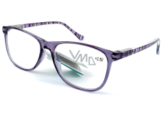 Berkeley Dioptrické okuliare na čítanie +2,5 plastové fialové, bočné rámy fialové čierne pruhy 1 kus MC2223