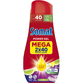Somat gél do umývačky All in 1 Citrón & Limeta. 2× 720 ml, 80 dávok