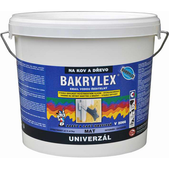 Bakrylex Univerzál mat V2066 farba na drevo a kov 0199 čierna, 5 kg