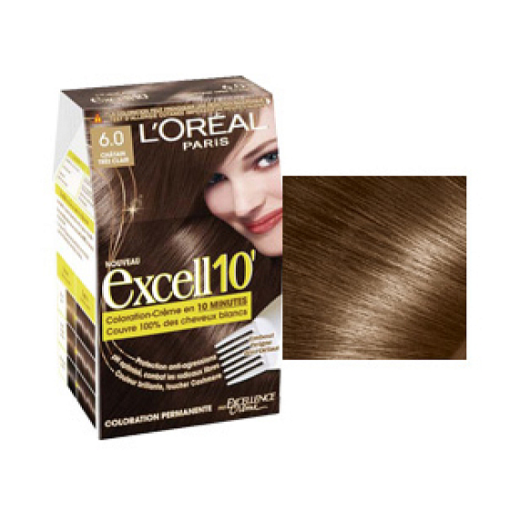 Loreal Paris Excell 10 farba na vlasy odtieň 6,0 veľmi svetlá hnedá