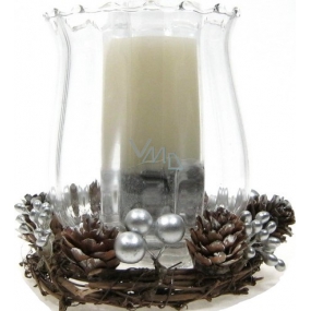 Admit Lampa sklenená Sviečka biela s venčekom 11,5 cm