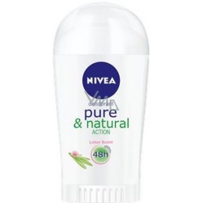 Nivea Pure & Natural Action s vôňou lotosu antiperspirant dezodorant stick pre ženy 40 ml