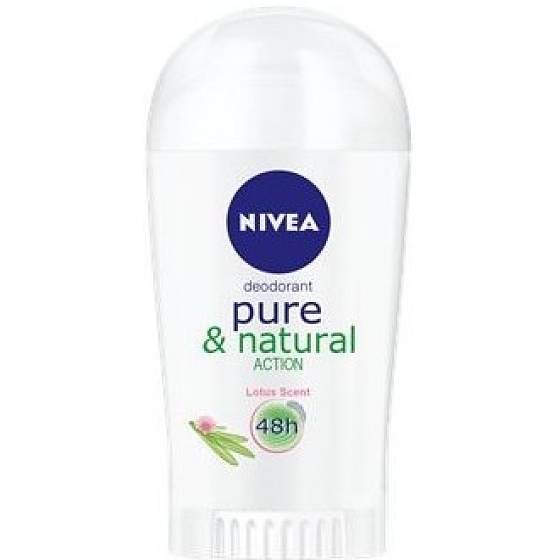 Nivea Pure & Natural Action s vôňou lotosu antiperspirant dezodorant stick pre ženy 40 ml
