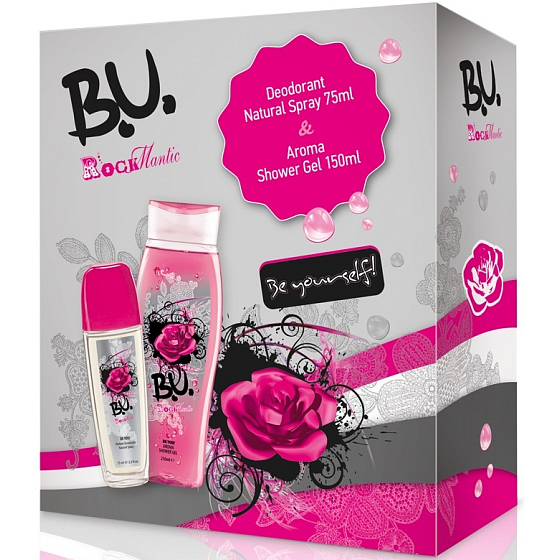 BU Rockmantic parfumovaný deodorant sklo 75 ml + sprchový gél 250 ml, darčeková sada pre ženy
