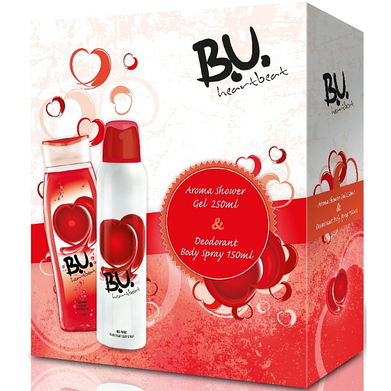 BU Heartbeat dezodorant sprej 150 ml + sprchový gél 250 ml, darčeková sada pre ženy