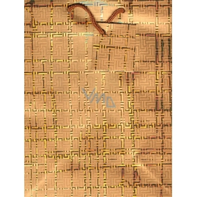 Nekupto Darčeková papierová taška 23 x 18 x 10 cm Zlatá sa štvorčeky 074 03 GM