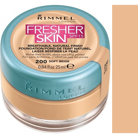 Rimmel London Fresher Skin Foundation make-up 200 Soft Beige 25 ml