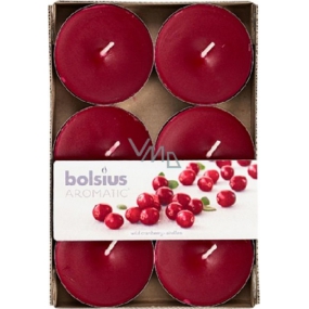 Bolsius Aromatic Maxi Wild Cranberry s vôňou brusníc vonné čajové sviečky 6 kusov, doba horenia 8 hodín