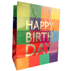 BSB Luxusná papierová darčeková taška 26 x 33,5 x 13,5 cm Happy Birthday