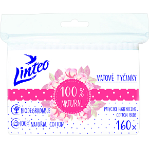 Linteo Natural vatové tyčinky papierové sáčok 160 ks