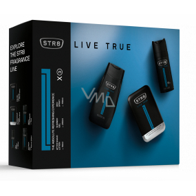 STR8 Live True voda po holení 50 ml + dezodorant sprej 150 ml + sprchový gél 250 ml, kozmetická sada