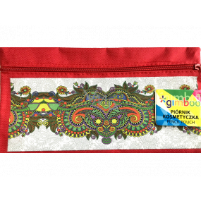 Donau Gimboo školské puzdro so zipsom ornamenty červené 22 x 12 cm