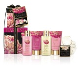Baylis & Harding Mysterious Rose prací gél 100 ml + sprchový krém 100 ml + telové mlieko 50 ml + krém na ruky 50 ml + soľ do kúpeľa 25 g + umývacia hubka, kozmetická sada pre ženy