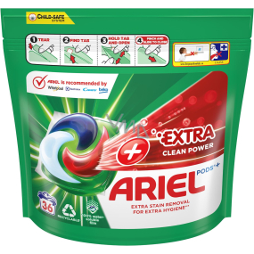 Ariel Extra Clean Power univerzálne pracie gélové kapsuly 36 kusov 979,2 g