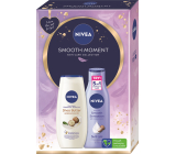 Nivea Smooth Moment Shea Butter & Botanical sprchový gél 250 ml + telové mlieko Smooth Sensation 250 ml, kozmetická sada pre ženy