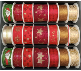 Nekupto Látková vianočná stuha Zlaté ozdoby 25 mm x 2,5 m
