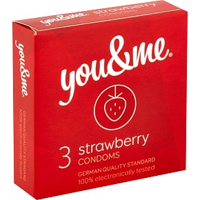 You & Me Strawberry priehľadný lubrikovaný kondóm s vôňou jahôd, 3 ks You & Me Strawberry priehľadný lubrikovaný kondóm s vôňou jahôd, 3 ks