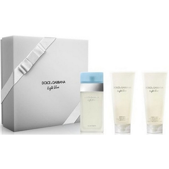 Dolce & Gabbana Light Blue toaletná voda pre ženy 100 ml + sprchový gél 100 ml + telový krém 100 ml, darčeková sada