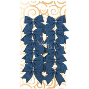 Mašľa textil modrá dekorácie 5,5 cm 12 kusov
