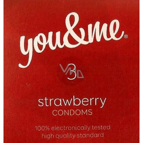 You & Me Strawberry priehľadný lubrikovaný kondóm s vôňou jahôd 3 kusy