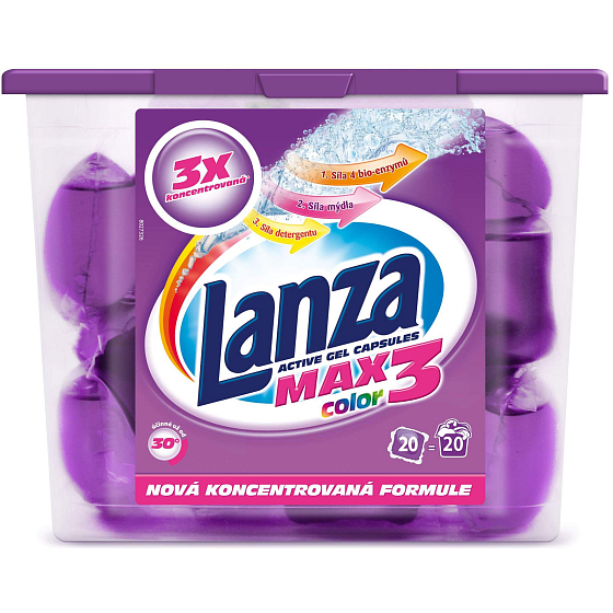 Lanza MAX3 Color gélové kapsule na pranie farebnej bielizne 20 kusov