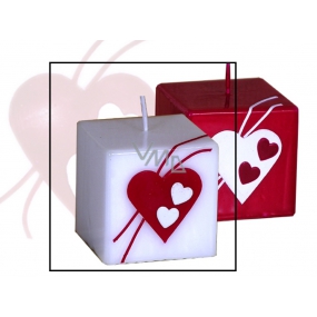 Lima Valentínska sviečka biela srdce kocka 65 x 65 mm 1 kus