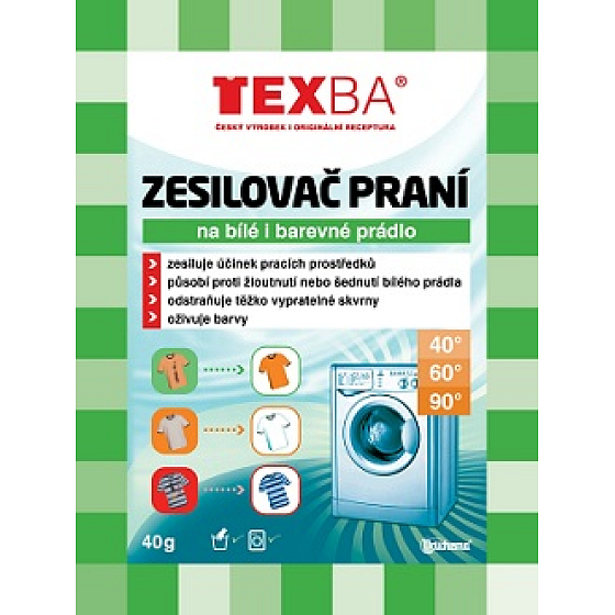 Texba Zosilňovač pracieho prostriedku a odstraňovač škvŕn na biele aj farebné prádlo 40 g