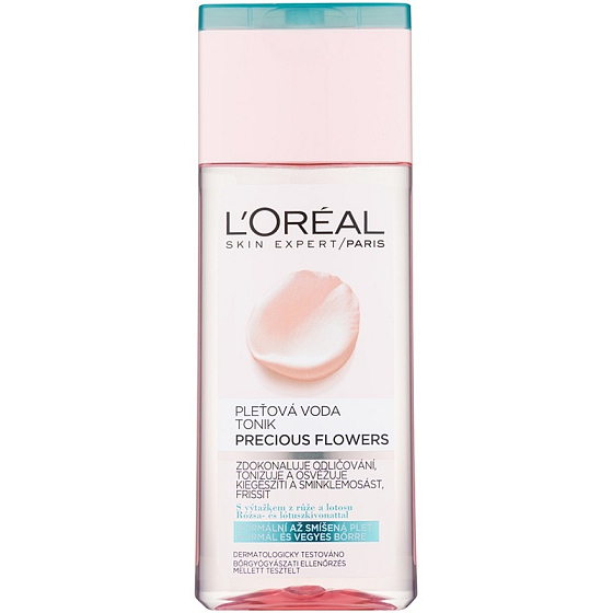 Loreal Paris Precious Flowers pleťová voda tonik s výťažkom z ruže a lotous normálna až zmiešaná pleť 200 ml