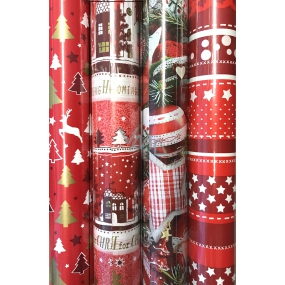 Zowie Darčekový baliaci papier 70 x 500 cm Vianočné červený domy, stromy, kostol
