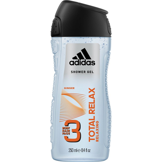 Adidas Total Relax 3v1 sprchový gél na telo, tvár a vlasy pre mužov 250 ml