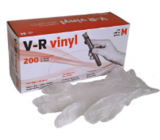 V-R Rukavice Vinyl jednorazové bezprašné pravolevé veľkosť M box 200 kusov