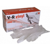 VR Rukavice Vinyl jednorazové bezprašné pravoľavej veľkosť M box 200 kusov