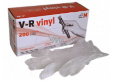 V-R Rukavice Vinyl jednorazové bezprašné pravolevé veľkosť M box 200 kusov