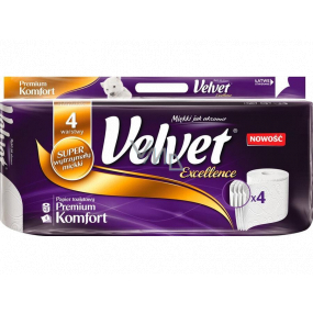 Velvet White Excellence Premium Comfort luxusné toaletný papier 4 vrstvový 8 kusov