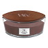 Woodwick Stone Washed Suede - sprané semiš vonná sviečka s dreveným širokým knôtom a viečkom sklo loď 453 g