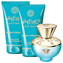 Versace Dylan Turquoise toaletná voda pre ženy 50 ml + telový gél 50 ml + sprchový gél 50 ml, darčeková sada pre ženy