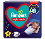 Pampers Night Pants velikost 4, 9 - 15 kg plenkové kalhotky 25 kusů