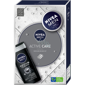 Nivea Men Active Care Krémový krém 75 ml + sprchový gél Active Clean 250 ml, kozmetická sada pre mužov