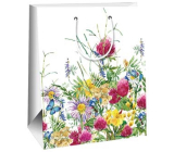 Ditipo Papierová darčeková taška 26,4 x 13,6 x 32,7 cm Biele lúčne kvety